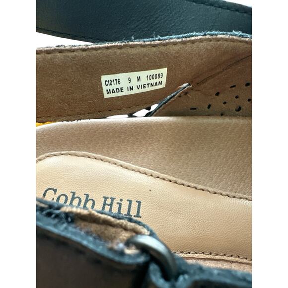 Cobb Hill 9M Black Laser Cut Leather Closed Heel Back Zip Thong Sandals - Picture 8 of 8